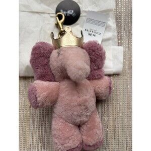 Coach Pink Elephant Ellie crown Bag Charm Stuffed CDK88 NWT